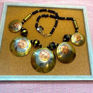 NWT handcrafted Tribal Indian African brass copper disk beads necklace